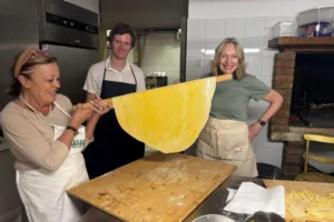 Hand rolling pasta dough