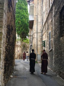 Two monks talking in Spoleto Umbria