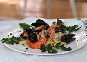 Seafood pasta at the Villa Romana hotel on the Amalfi Coast