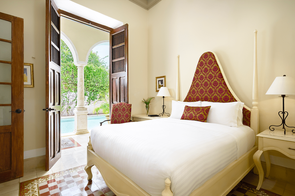 Bedroom at the Hotel La Lecanda in Merida, Mexico.