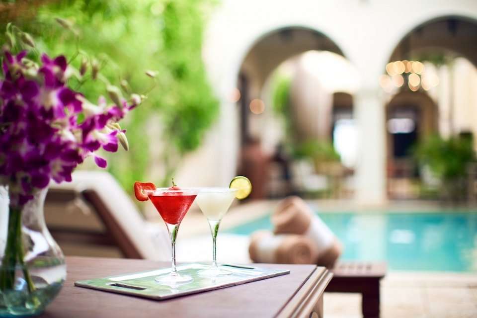 Image for Sitting poolside at the Hotel La Lecanda in Merida, Mexico.