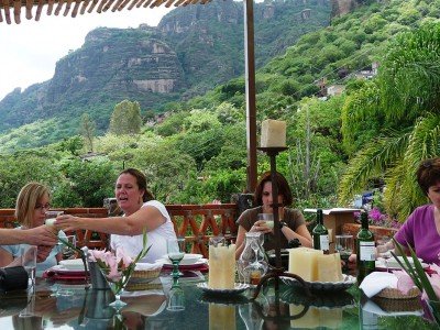 Enjoying time outside on a cooking vacation in Mexico