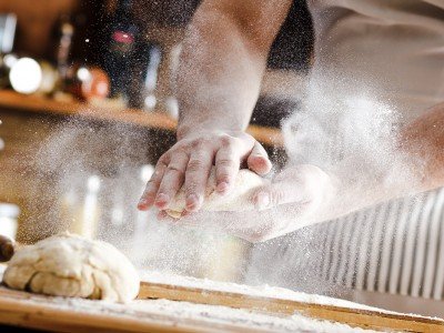 Kneading dough on a cooking vacation