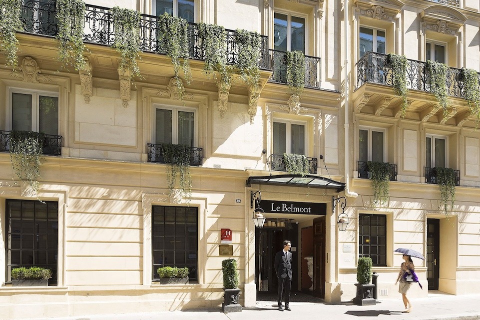Exterior of the 4* Hotel le Belmont in Paris.