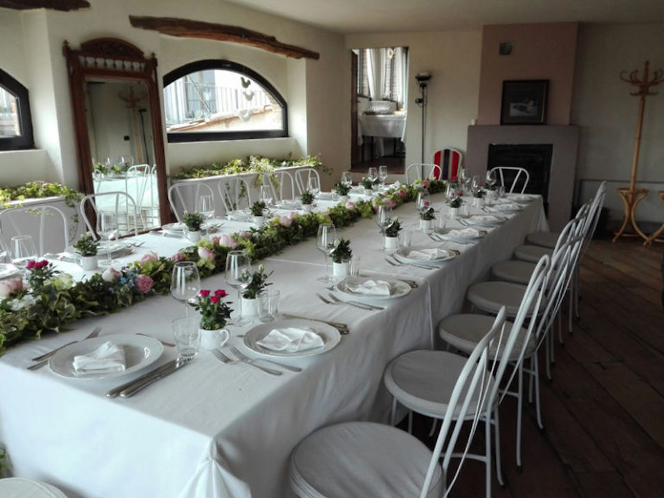 Image for The restaurant at the Agriturismo Dindina in Piedmont.