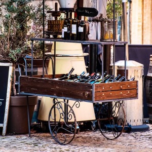 A wine cart in a French village.