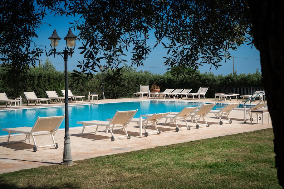 Image for The pool at the Masseria hotel where you stay on your culinary tour in Italy