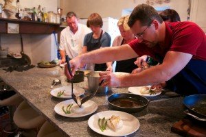 Plating dishes made during your cooking classes in France