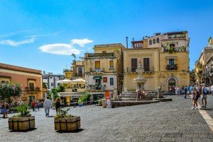 The main square in Taormina during a culinary tour of Sicily