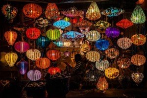 Vietnamese lanterns at night