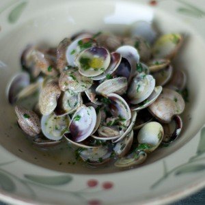 Clams freshly prepared on a cooking vacation in Spain