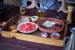 Ingredients during a cooking class in Spain