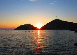Sunset over the sea in Turkey