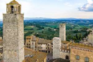 Visiting San Gimignano during our Tuscan villa culinary vacations.