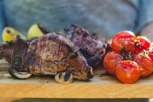 Delicious grilled meats and vegetables