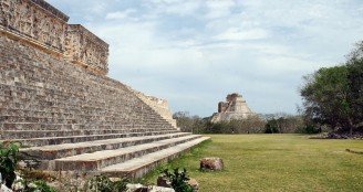 View of the ruins at Uxmal in Mexico