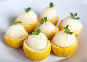 Enjoying lemon sorbet on an Amalfi Coast cooking vacation with The International Kitchen.