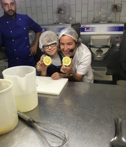 Cutting lemons during sorbet class in Sorrento