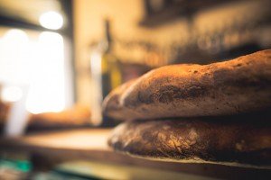Tuscan bread in a shop on a culinary vacation in Florence
