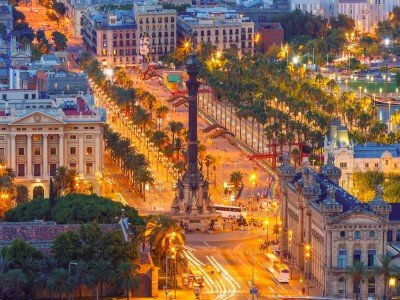 Night view of beautiful Barcelona, home for your fabulous culinary vacation in Spain