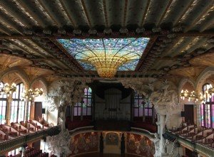 Interior of Barcelona's Palau de la Musica including the famed dome