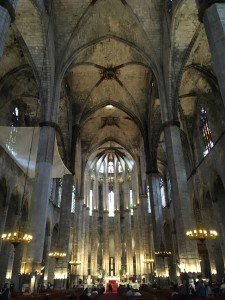 A view of the Cathedral of the Sea in Barcelona