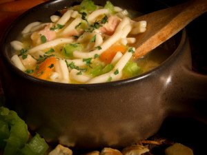 A delicious bowl of homemade chicken noodle soup