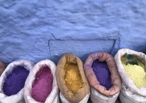 Artisan dyes at the market in Morocco