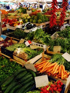 Vegetables at market during a culinary tour of Italy