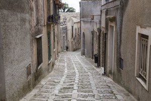 A street in the mountaintop town of Erice, visited on a Sicily cooking vacation