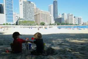 Enjoying the lakefront in Chicago.