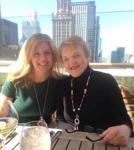 Mother and daughter dining out in Chicago. 