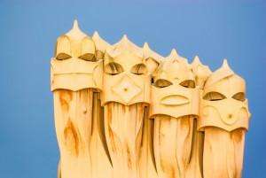 The chimneys of Gaudi's Perdrera building, visited during a food tour of Barcelona