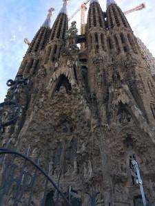 Exterior of la Sagrada Familia under construction in Barcelona.