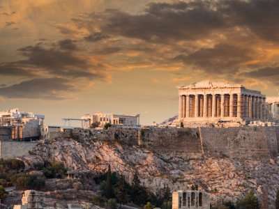 Visiting the Parthenon on an authentic Greek food tour in Athens.