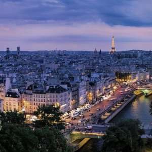 A view of Paris at night.