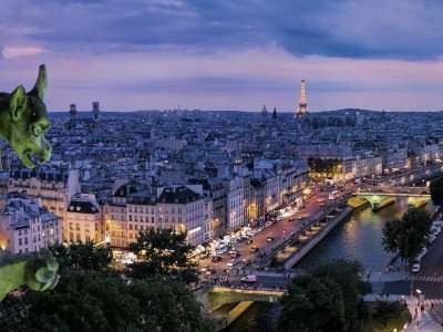 A view of Paris at night.