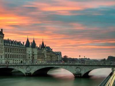 Paris at sunset on the best Paris food tours.