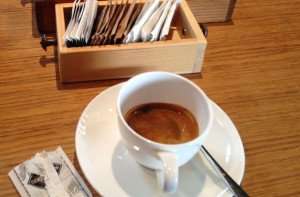 A delicious espresso after a big meal in Italy.