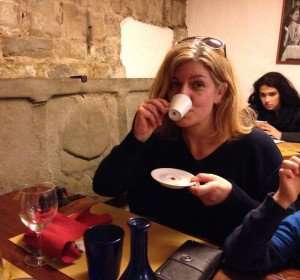 Enjoying a coffee after lunch in Florence.
