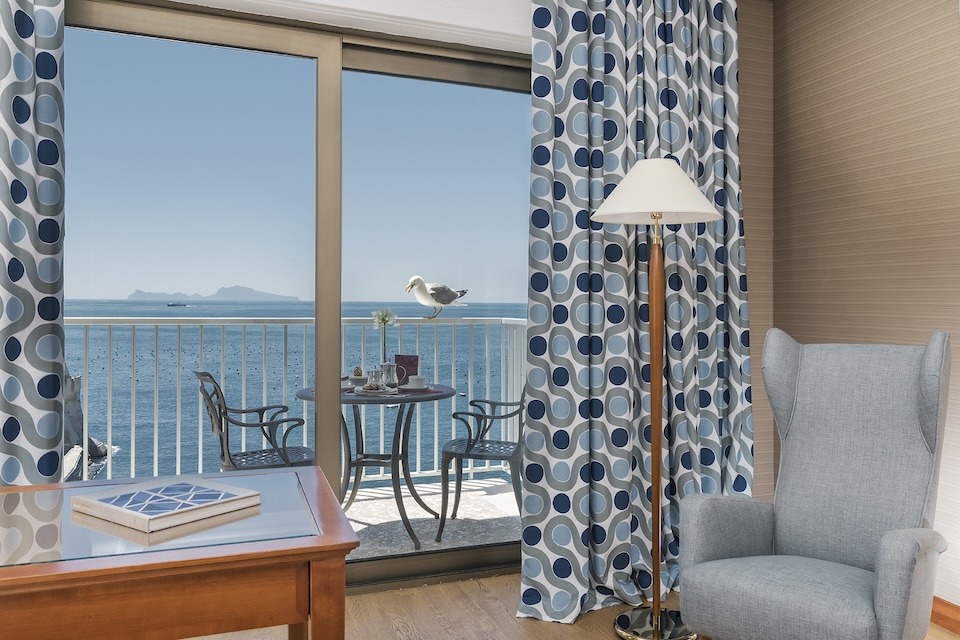 Image for Balcony and view of a Superior Seaview room at the Royal Continental Hotel in Naples.