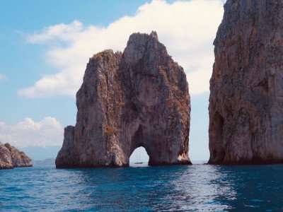 Capri by boat during an Amalfi Coast culinary vacation.
