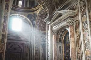 A view of the interior of St. Peter's in Rome.