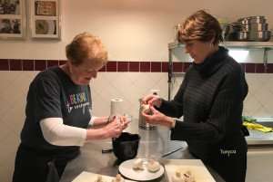 Hard at work during a Lisbon cooking class.