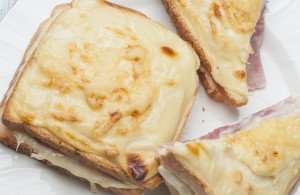 A classic Croque Monsieur sandwich during a cooking vacation in France.