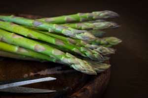 A bunch of asparagus during a cooking class with The International Kitchen.