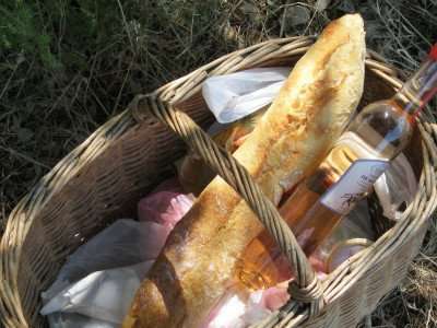 A wonderful picnic with French rose wine.