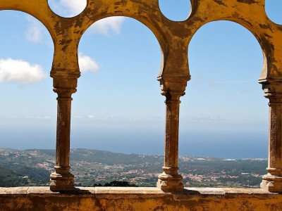 Terrace at Pena Castle in Sintra during a culinary vacation in Portugal with The International Kitchen.