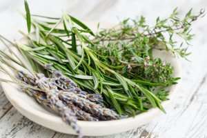 Lavender and herbs ready for use in the kitchen on a cooking vacation in France with The International Kitchen.