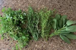 Fresh homegrown organic herbs from the garden.